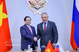 El primer ministro Pham Minh Chinh (izquierda) se reúne con el secretario del Consejo de Seguridad de la Federación Rusa, Sergey Shoigu. (Foto: VNA)
