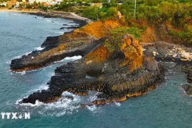 Ghenh Da Dia (El acantilado marino de placas de piedra), a 35 km al norte del centro de la ciudad de Tuy Hoa, se considera una obra de arte creada por la naturaleza. (Fuente: VNA) 