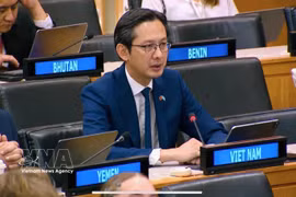 El embajador Do Hung Viet, representante permanente de Vietnam ante las Naciones Unidas, interviene en el evento. (Fuente: VNA)