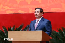 El primer ministro Pham Minh Chinh habla en la 81ª Conferencia Nacional de Seguridad Pública (Foto: VNA)
