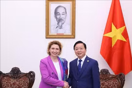 El viceprimer ministro de Vietnam, Tran Hong Ha, (derecha) y Nicola Beer, vicepresidenta del Banco Europeo de Inversiones. (Fuente: VNA)