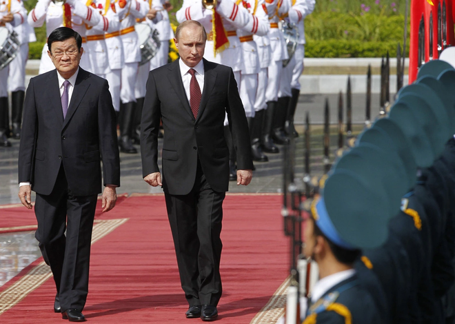 En 2013, el presidente ruso Vladimir Putin realizó la tercera visita a Vietnam a invitación del presidente Truong Tan Sang. (Fuente: AFP) Putin3.png