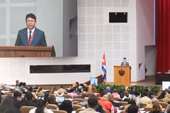 El viceministro vietnamita Nguyen Thanh Tinh interviene en la cita (Foto: VNA)