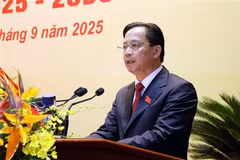 El secretario del Comité del Partido de Lang Son, Hoang Van Nghiem, interviene en la ceremonia de clausura (Foto: VNA)