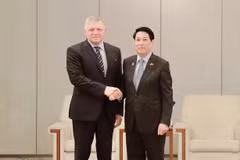 El presidente de Vietnam, Luong Cuong (derecha), se reúne con el primer ministro de Eslovaquia, Robert Fico (Foto: VNA)