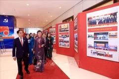 El viceprimer ministro Bui Thanh Son y delegados visitan una exposición fotográfica sobre los logros del Comité del Partido en el Gobierno (Foto: VNA)