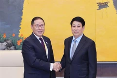 El presidente de Vietnam, Luong Cuong (derecha), recibe a Hyun Sang Cho, presidente del ABAC 2025 y vicepresidente del grupo Hyosung (Foto: VNA)