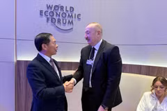 El viceprimer ministro de Vietnam, Bui Thanh Son (izquierda), se reúne con el presidente de Azerbaiyán, Ilham Aliyev (Foto: VNA)