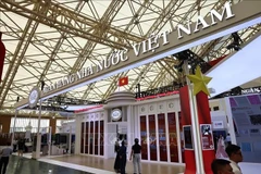 El stand del Banco Estatal de Vietnam en la Exposición de Logros Nacionales con motivo del 80.º aniversario del Día Nacional (Foto: VNA)