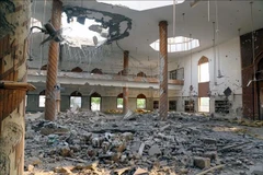 Un templo en Punjab, Pakistán, queda destruido tras ser atacado por un misil de la India. (Foto: Xinhua/VNA)