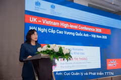 La viceministra vietnamita de Industria y Comercio, Phan Thi Thang, interviene en la cita. (Foto: VNA)