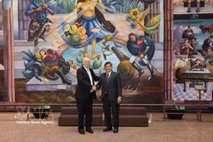 El viceministro vietnamita de Agricultura y Medio Ambiente Tran Thanh Nam se reúne con el titular de la Secretaría de Agricultura y Desarrollo Rural de México, Julio Berdegué Sacristán (Foto: VNA)
