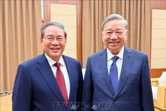 El secretario general del PCV, To Lam (derecha), se reúne con el primer ministro chino, Li Qiang (Foto: VNA)