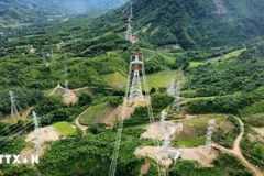 Sección vietnamita del proyecto de línea de transmisión 500 kV Monsoon-Thanh My (Foto: VNA)