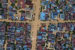 Inundaciones en la ciudad de Thai Nguyen, provincia homónima (Foto: VNA)