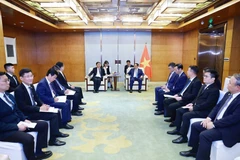 El primer ministro de Vietnam, Pham Minh Chinh, trabaja con el vicepresidente de COMAC Shen Bo. (Foto: VNA)