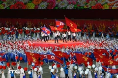 Ceremonia conmemorativa por el 80.º aniversario del PTC en Pionyang, el 9 de octubre de 2025 (Foto: Xinhua/VNA)