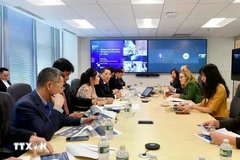 El viceministro de Finanzas Cao Anh Tuan mantiene una reunión de trabajo con Intel. (Foto: VNA)