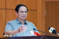 El primer ministro de Vietnam, Pham Minh Chinh, habla en la reunión (Foto: VNA)