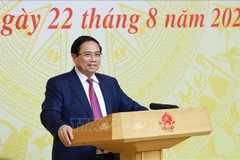 El primer ministro de Vietnam, Pham Minh Chinh, interviene en la cita (Foto: VNA)