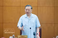 El secretario general del Partido Comunista de Vietnam y presidente de Estado, To Lam, interviene en la cita. (Foto: VNA)