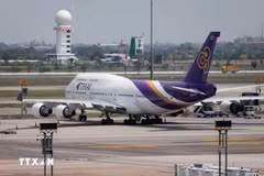 Un avión de Thai Airways en el aeropuerto de Suvarnabhumi en Bangkok, Tailandia. (Foto: AFP/VNA)