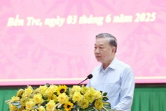 El secretario general del Partido Comunista de Vietnam, To Lam, interviene en la reunión (Foto: VNA)