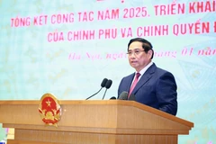 El primer ministro de Vietnam, Pham Minh Chinh, interviene en la cita (Foto: VNA)