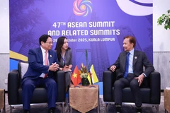 El primer ministro de Vietnam, Pham Minh Chinh (izquierda), se reúne con el sultán de Brunéi, Haji Hassanal Bolkiah (Foto: VNA)