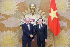 El presidente de la Asamblea Nacional de Vietnam, Tran Thanh Man (derecha), recibe a Achim Post, vicepresidente del Partido Socialdemócrata de Alemania (Foto: VNA)