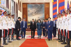 En la ceremonia de bienvenida (Foto: VNA)