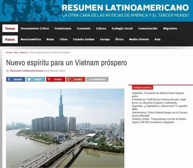 Resumen Latinoamericano elogia logros del desarrollo innovador de Vietnam (Foto: Captura de pantalla)