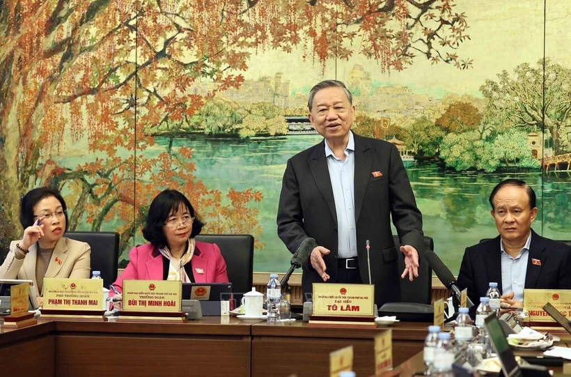 El secretario general del Partido Comunista de Vietnam, To Lam, en el evento. (Fuente: VNA)