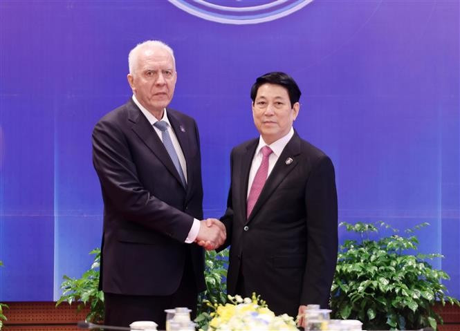 El presidente de Vietnam, Luong Cuong, recibe al fiscal general de la Federación de Rusia, Alexander Gutsan. (Fuente: VNA)