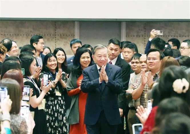 El secretario general del Partido Comunista de Vietnam, To Lam, en el encuentro. (Fuente: VNA)