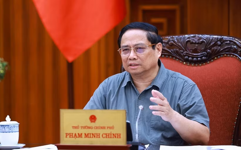El primer ministro de Vietnam, Pham Minh Chinh, interviene en la cita. (Foto: VNA)