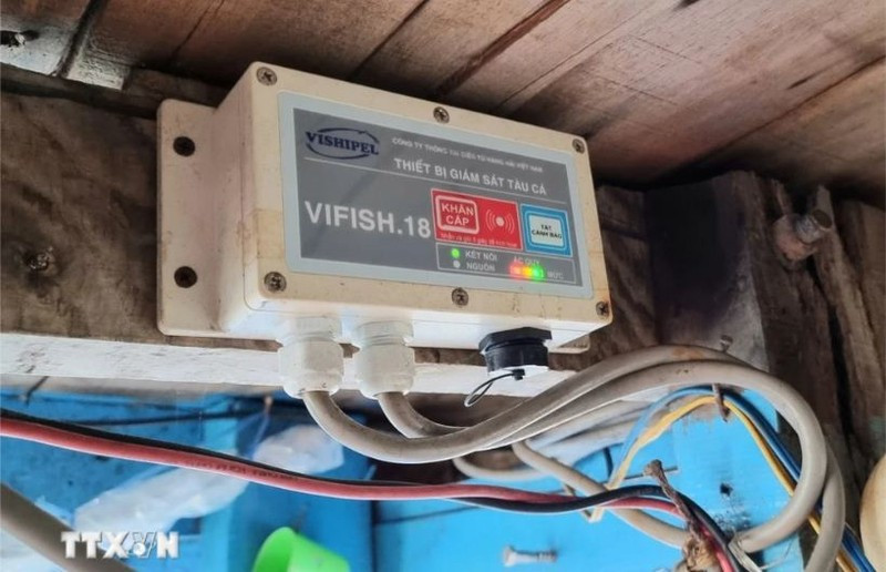Un sistema de seguimiento de buques en un pesquero en la provincia central de Ninh Thuan. (Fuente: VNA)