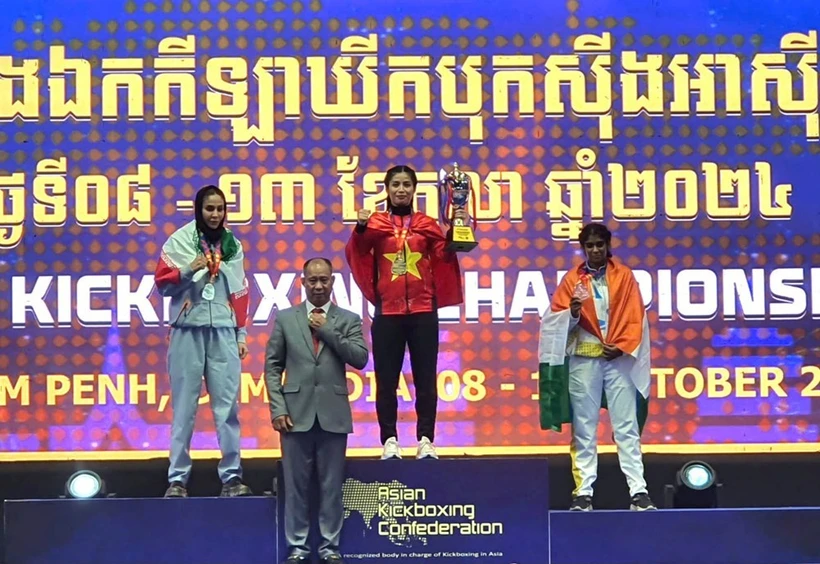 La luchadora Hong Tham brinda la undécima medalla de oro a Vietnam. (Fuente: thethaovietnamplus.vn)