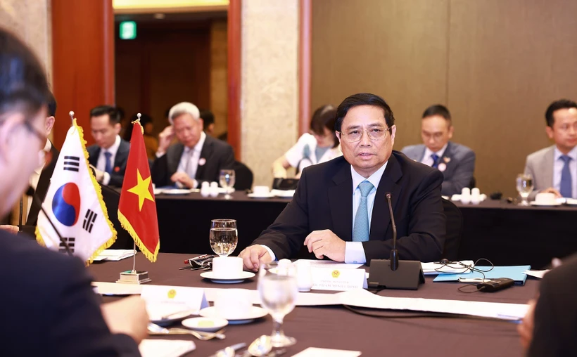 El primer ministro vietnamita, Pham Minh Chinh, en el evento (Fuente:VNA)
