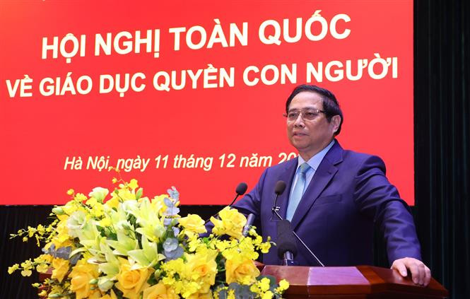El primer ministro de Vietnam, Pham Minh Chinh, interviene en la cita (Foto: VNA)