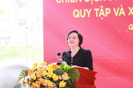 La viceprimera ministra Pham Thi Thanh Tra en la ceremonia de lanzamiento de la campaña en la Ciudadela de Quang Tri. (Foto: VNA)