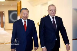 El secretario general del Partido Comunista de Vietnam y presidente de la República, To Lam, y el primer ministro de Australia, Anthony Albanese. (Foto: VNA)