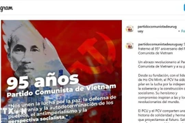 El Partido Comunista de Uruguay felicita el 95 aniversario de la fundación del Partido Comunista de Vietnam en su cuenta de Instagram. (Foto: VNA)