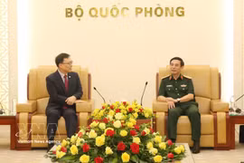 El ministro de Defensa vietnamita, general Phan Van Giang, y el embajador surcoreano Choi Young Sam. (Fuente: VNA)