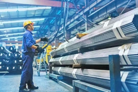 Muchas empresas vietnamitas se esfuerzan por implementar una transformación ecológica hacia el desarrollo sostenible. En la foto: Producción de tubos de acero en la fábrica del Grupo Hoa Phat. Foto: hanoimoi.vn