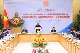El primer ministro de Vietnam, Pham Minh Chinh, habla en la reunión. (Foto: VNA)