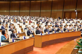 Los altos dirigentes del Partido y Estado en la conferencia. (Foto: VNA)