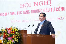 El primer ministro de Vietnam, Pham Minh Chinh, habla en la conferencia. (Foto: VNA)