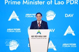 El primer ministro de Laos, Sonexay Siphandone, interviene en el Foto del Futuro de la ASEAN (AFF) 2026. (Foto: VNA)