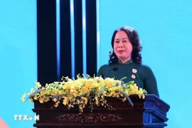 La vicepresidenta Vo Thi Anh Xuan habla en el evento. (Foto: VNA)